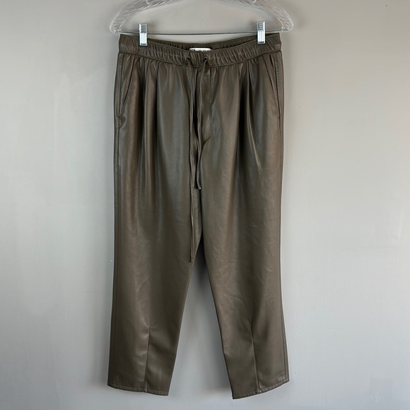 Zara Brown Faux Vegan Leather The Weekend Trouser Pants Size Medium - Picture 4 of 16